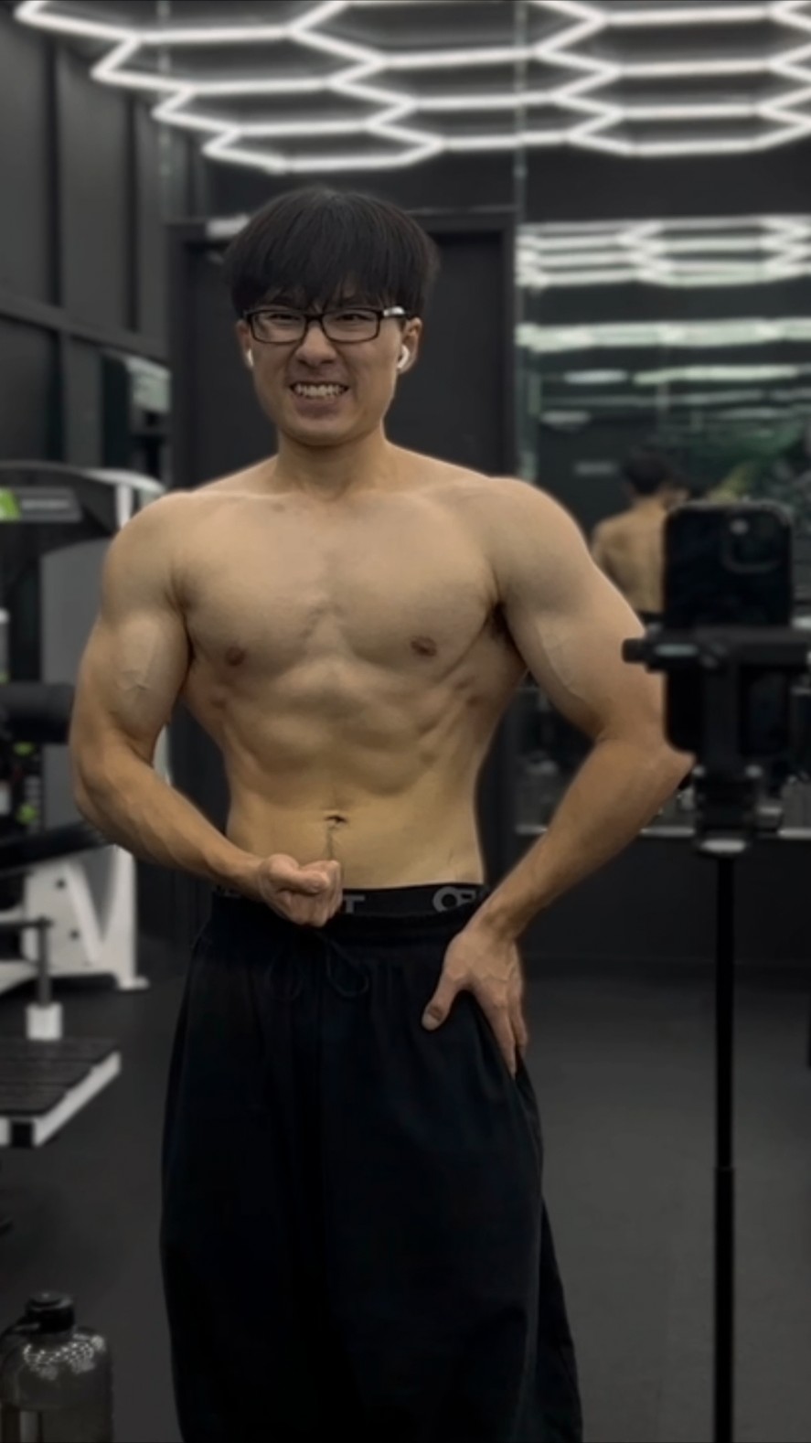Ying, lean and muscular after two years of training